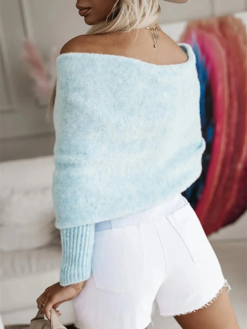 'Laurel' Long Sleeve Cropped Knit Top - Celes Fashion